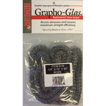 Rutland 91n Woodstove Gasket, Black Rope ~ 1/4" - 5/16" X 84"