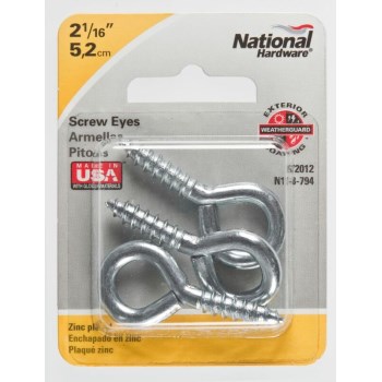 Screw Eye, Zinc 2 1/16" ~ Pack of 3
