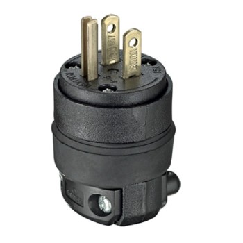 Leviton 000-515PR Rubber Rough Duty Grounding Male Plug 