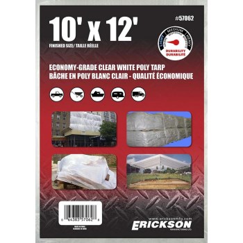 Erickson Mfg 57062 10ft. X12ft. Clear White Tarp