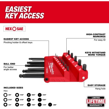 SAE Ball End L-Key Set - 13pc