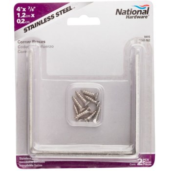 National Stainless Corner Brace - 4" x 7/8", 2pk
