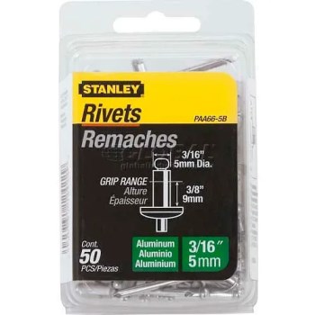 Stanley Aluminum Rivets, 50pk - 3/16" x 3/8"