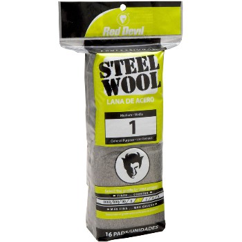 Red Devil 0314 Steel Wool Pads,  #1 Medium  ~ 16 Pads/Pack