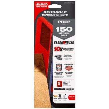 Diablo Sand Demon Reusable Sanding Sheet, 150 Grit - 5pk