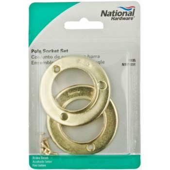 Metal Pole Socket, Satin Brass ~ 1 3/8"