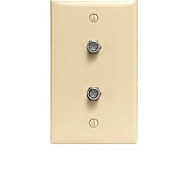 Wall Mount Double Jack, CoAxial Cable ~ Ivory