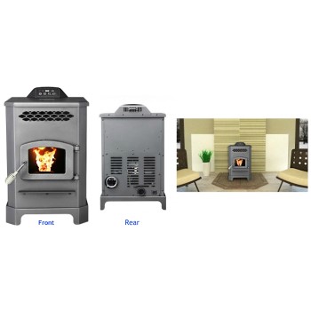 Mini Pellet Stove, Black  ~  23-3/4"D x 19"W x 30-1/4"H