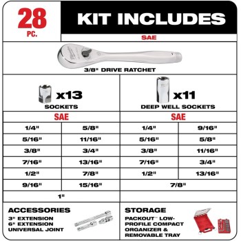 28pc 3/8 Socket Set