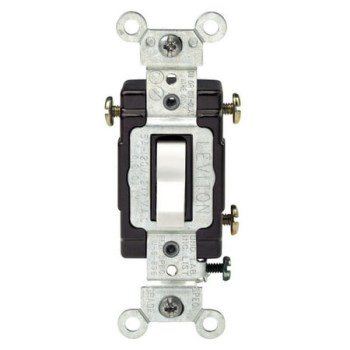 Commercial 3-Way Lighted Toggle Switch, White - 15 Amp