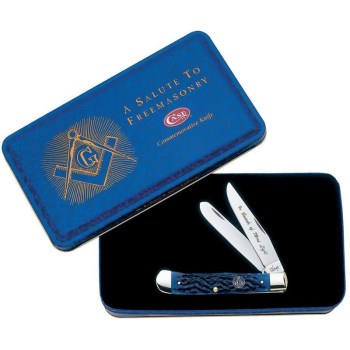 Masonic Blue Bone Trapper Knife