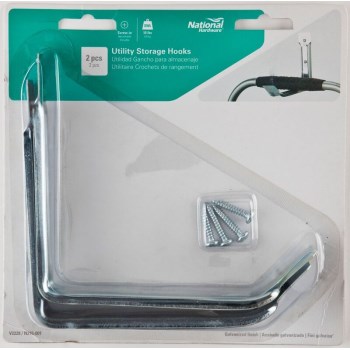 National Zinc Plated Storage Hook - 2pk