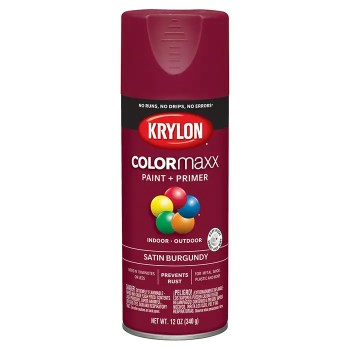 Krylon COLORmaxx Spray Paint, Satin Burgundy - 12 oz