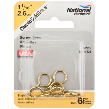  Solid Brass Screw Eye, Visual Pack 2015 #14 