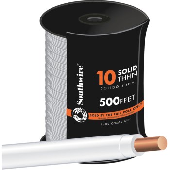 10 AWG 500' THHN Solid Wire White