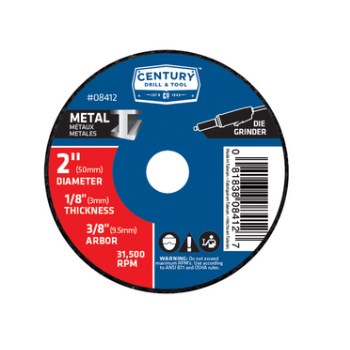 Century Drill &amp; Tool   08412 3pk 2in. Mtl Cutoff Wheel