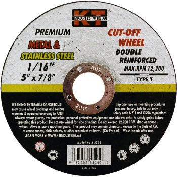 K-T Ind 5-5250 5in. X1/16 Cut Off Wheel