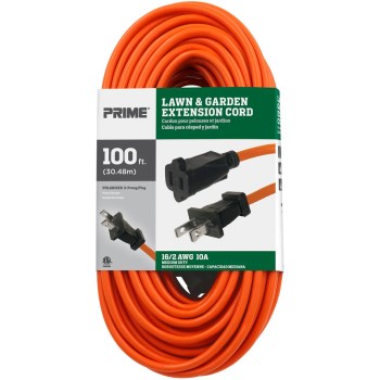16/2 Polarized Outdoor Extension Cord, Orange - 100 Ft