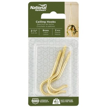Brass Ceiling Hook, Visual Pack 2666 2 - 1 / 2 inches