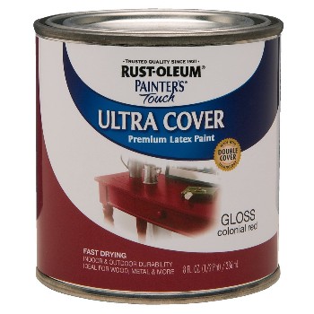 Rust-oleum 1964730 Ultra Cover Acrylic Latex, Colonial Red Gloss ~ Half Pint