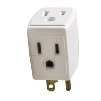 Leviton C22-692-W Grounded Triple Cube Tap ~ 125V, 15 Amp