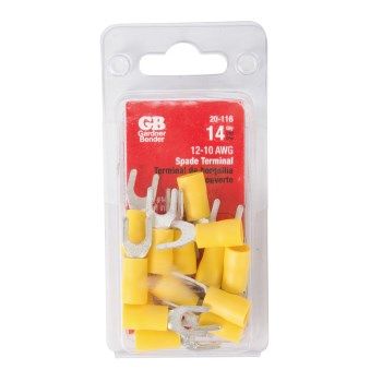 Spade Terminal, Yellow - 12-10 AWG, #8-10 Stud, 14pk