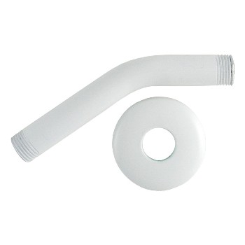 Shower Arm With Flange, White 6"