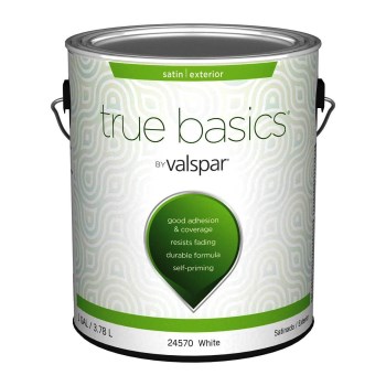 True Basics Latex Exterior Paint + Primer, White Satin ~ Gallon