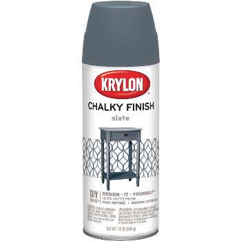 Krylon 4103 Chalky Finish Spray Paint,   Slate ~ 12 oz Cans