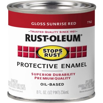 Stops Rust Enamel, Gloss Sunrise Red - 1/2 Pint