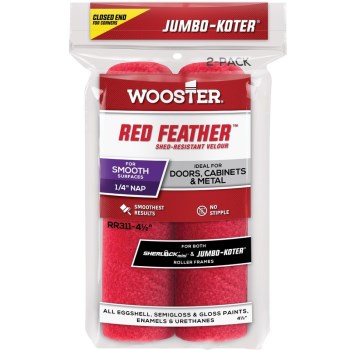 Wooster  0RR3110044 Jumbo Koter Red Feather Roller Covers  ~ 4 1/2" x 1/4" Nap