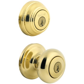 Juno Entry Knob and Deadbolt Combo Pack ~ Polished Brass