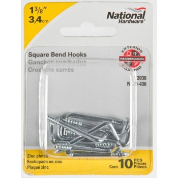 Zinc Square Bend Hook, Visual Pack 2030 #112 