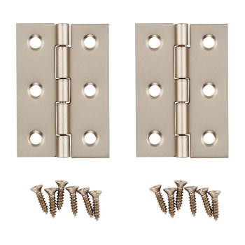 Decorative Broad Hinges,  Satin Nickel ~ 2" x 1 3/8"