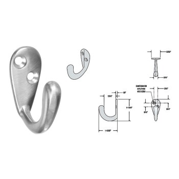 Single Prong Robe Hook, Satin Nickel