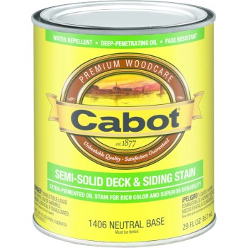 Cabot 140.0001406.005 Decking & Siding Stain, Semi-solid Neutral ~ Qrt