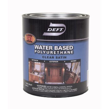 Deft DFT259/04 Polyurethane Finish-Water Based, Clear Satin  ~ Quart