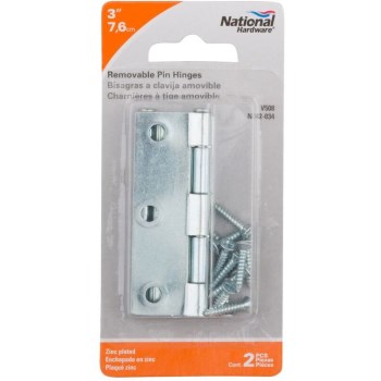 Removable Pin Hinges, Zinc Plated  ~ 3"
