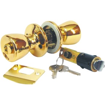 US Hardware Mobile Home Entrance Lock, Polished Brass