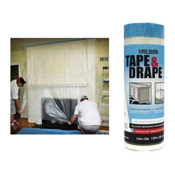 Trimaco 396490 Tape & Drape Pre-Taped Masking Film ~ 8 Ft x 75 Ft x .5 Mil