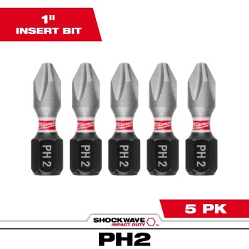 Milwaukee Shockwave Phillips #2 Insert Bit - 5pk
