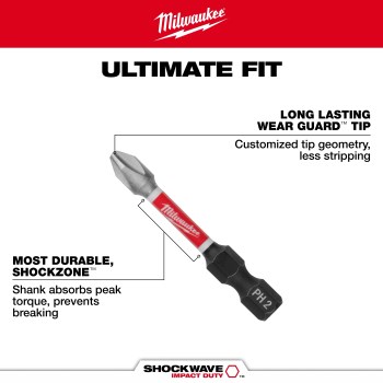 Milwaukee Shockwave Phillips #2 Power Bit - 6"