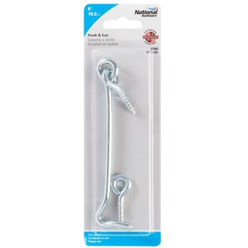 Hook & Eye, Zinc Plated ~ 6" 