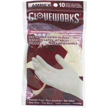 Ammex Gwl10pk White Latex Gloves