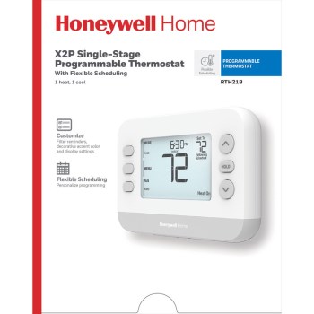 Honeywell Home X2P Programmable Thermostat, 1 Heat/1 Cool