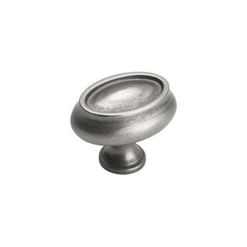 Knob - Oval - Weathered Nickel Finish - 1.5 inch