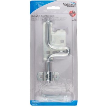 Sliding Bolt Door/Gate Latch, Zinc Plated - 10-5/8"