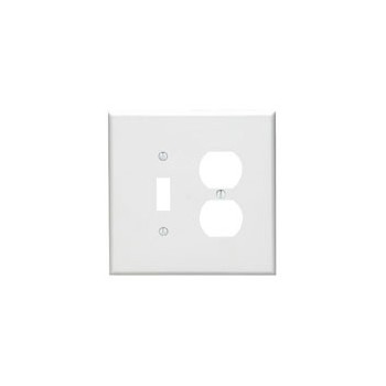 Toggle Switch and Duplex Outlet Combination Wall Plate ~ White