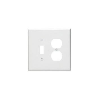 Leviton 001-88105 Toggle Switch And Duplex Outlet Combination Wall Plate ~ White