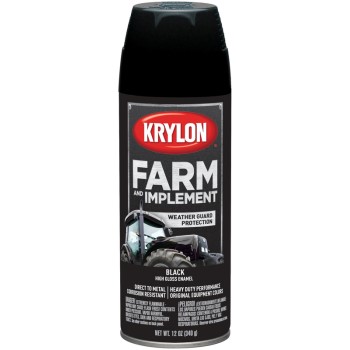 Krylon K01931000 Farm &amp; Implement Spray Paint,  Gloss Black  ~ 12 oz Cans